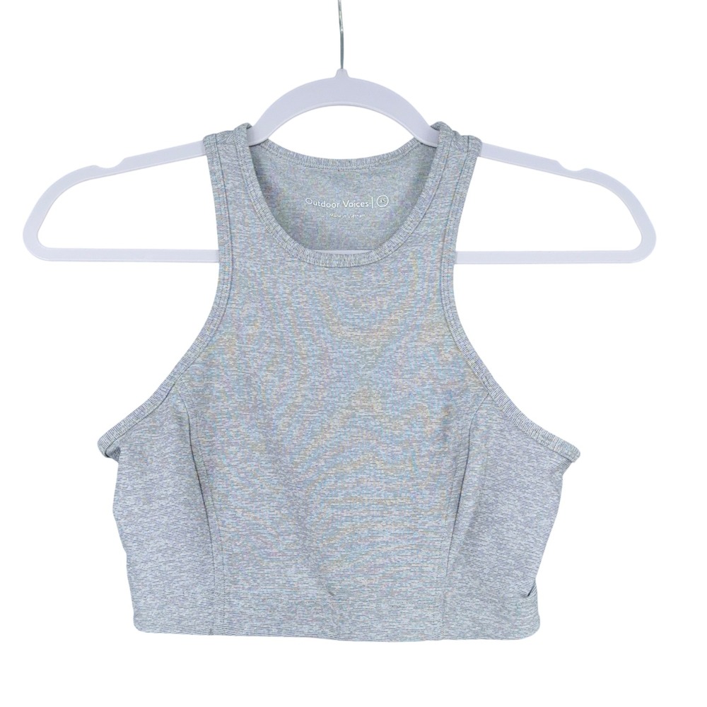 Outdoor Voices Womens Grey Heathered Racerback Sports Bra Crop Top Size XS